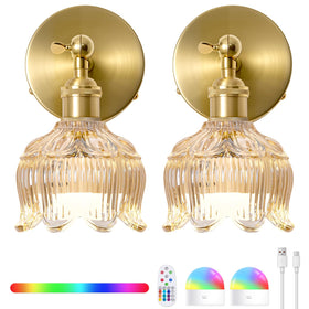 BlesULuk vintage wall sconce, battery-front view, wireless lighting for cozy corners.