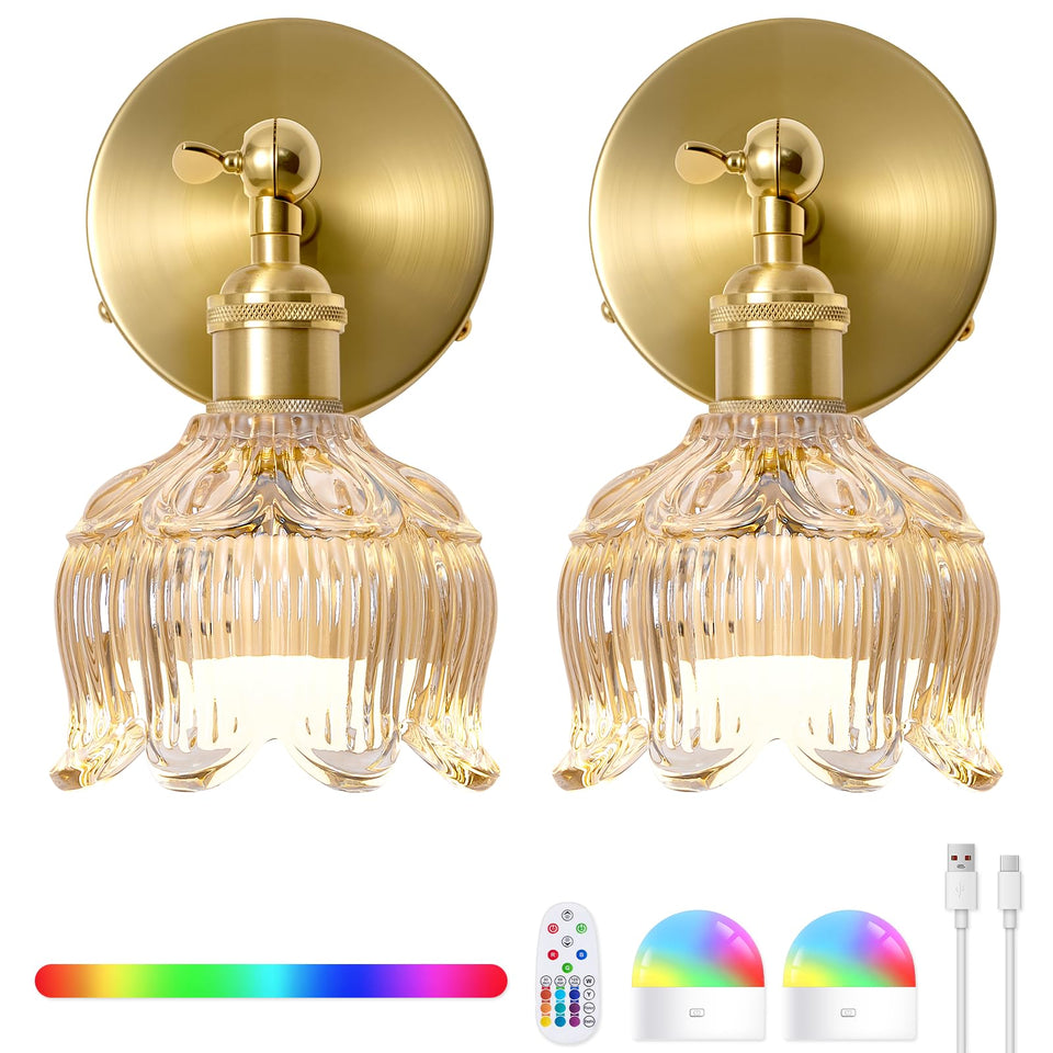 BlesULuk vintage wall sconce, battery-front view, wireless lighting for cozy corners.