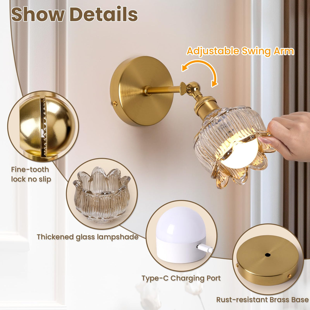 BlesULuk vintage sconce dimmed light, warm color temperature options.
