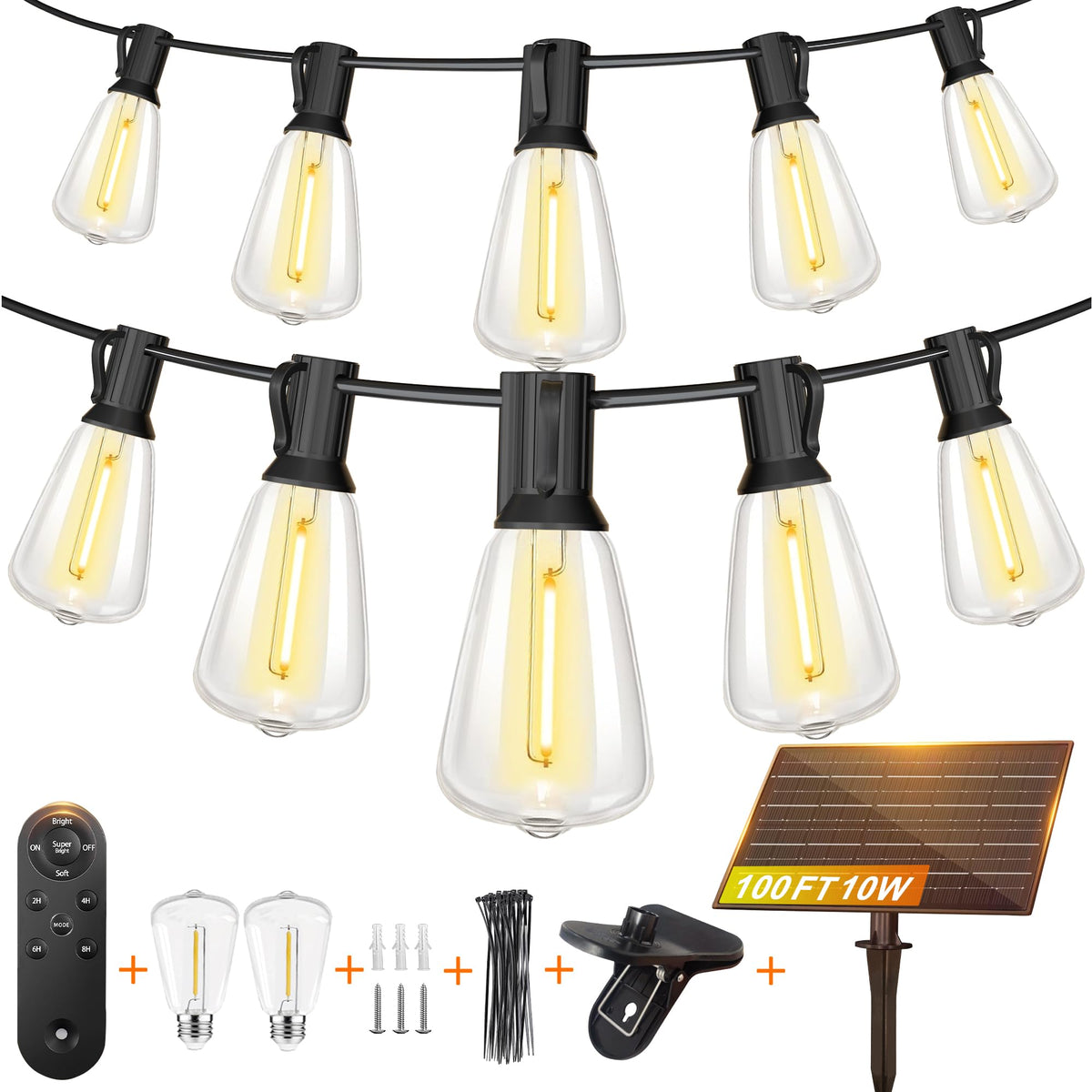 BLIATLUS 100FT solar string lights for outdoor ambiance and easy coverage.
