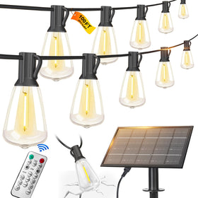 BLIATLUS 100ft solar string lights panel view for extended outdoor illumination.