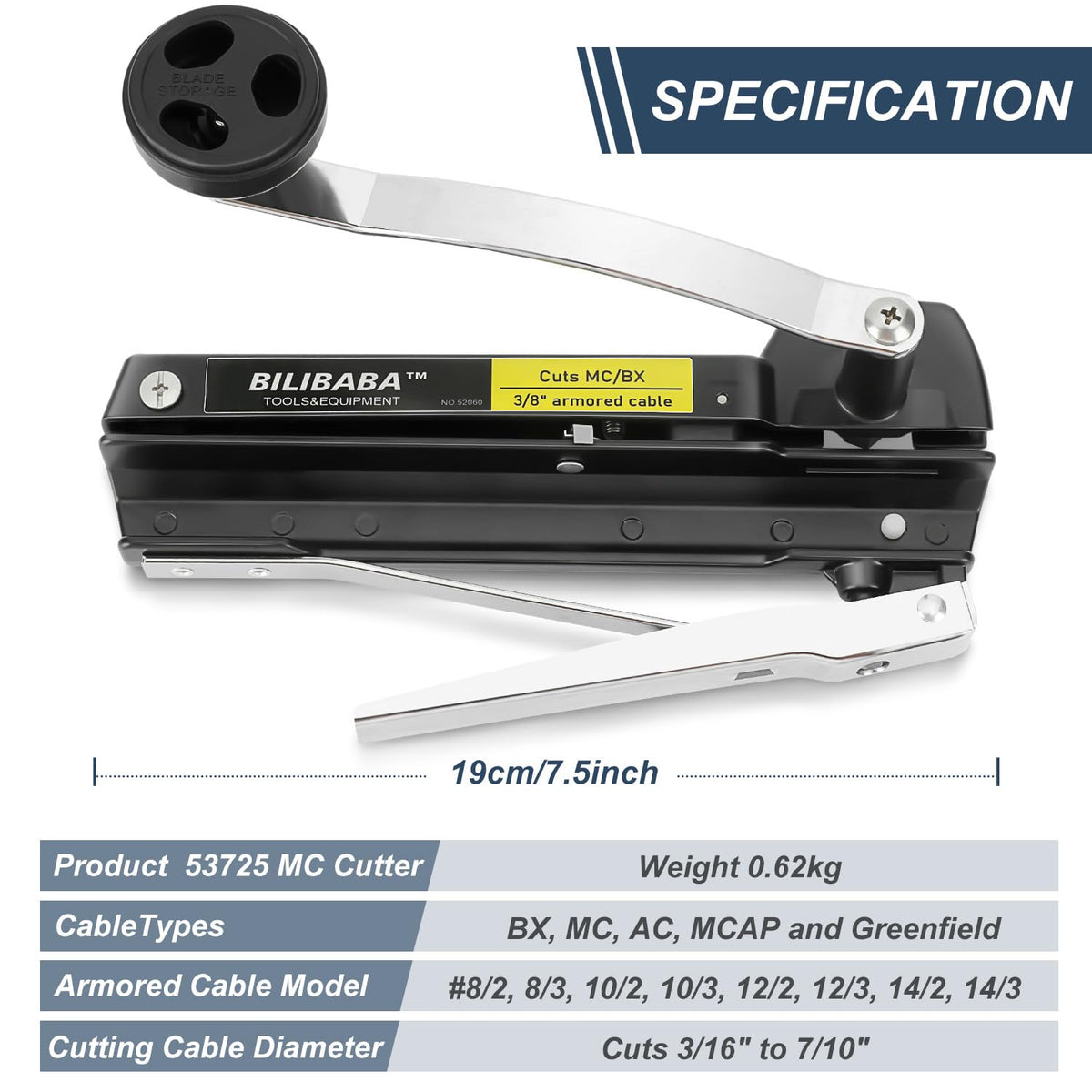 Blibaba MC Cable Cutter blade storage feature enables easy blade access.