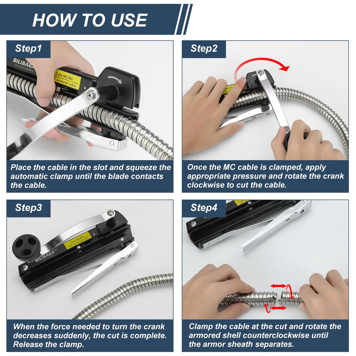 Blibaba MC Cable Cutter replaceable blade for longer tool life.