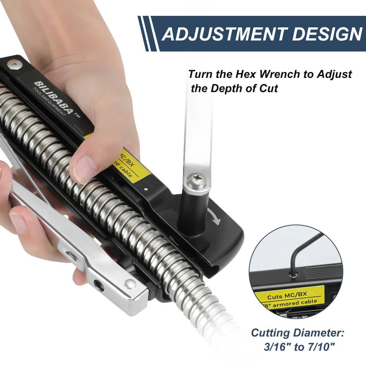 Blibaba MC Cable Cutter spring-loaded handle reduces hand fatigue.