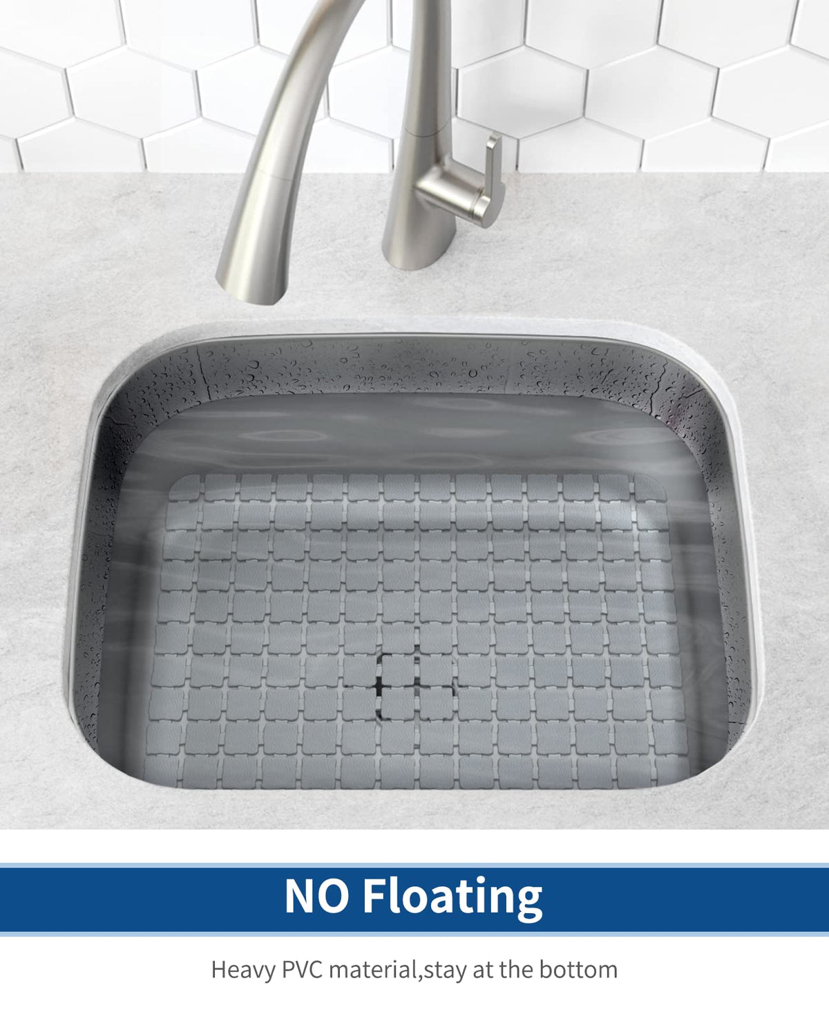 Bligli sink mat promotes fast drainage and quick kitchen cleanup.