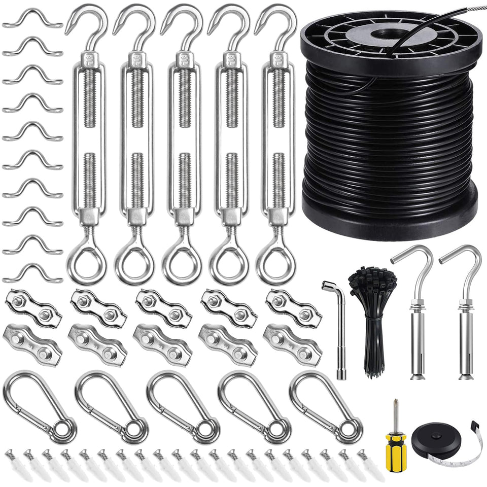Blika 170ft coated stainless-steel cable ready for discreet outdoor lighting installation