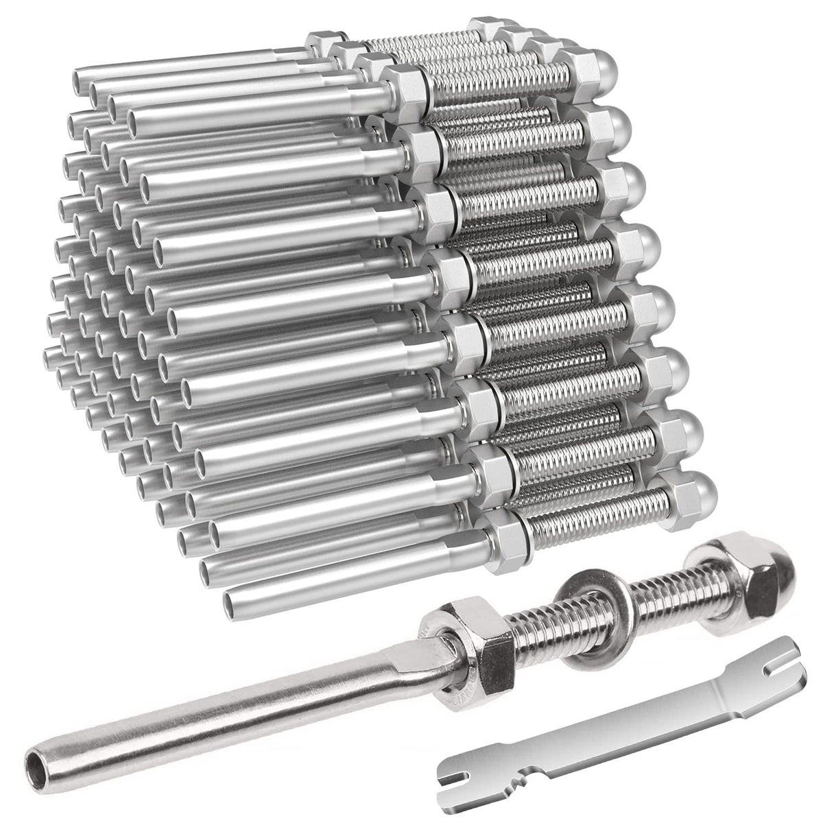 Blika 50-pack swage terminal studs for 1/8 inch cable railing on deck installation