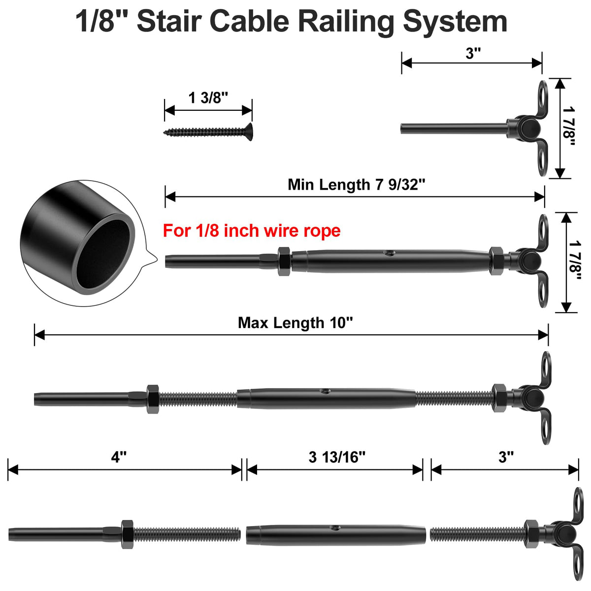 BLIKA black swage end fit securing the cable connection