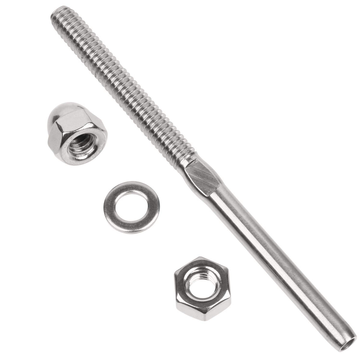 Blika coastal-ready hardware for weatherproof cable rail assemblies