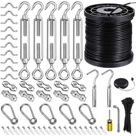 BLIKA string light hanging kit with coated stainless steel cable for outdoor use