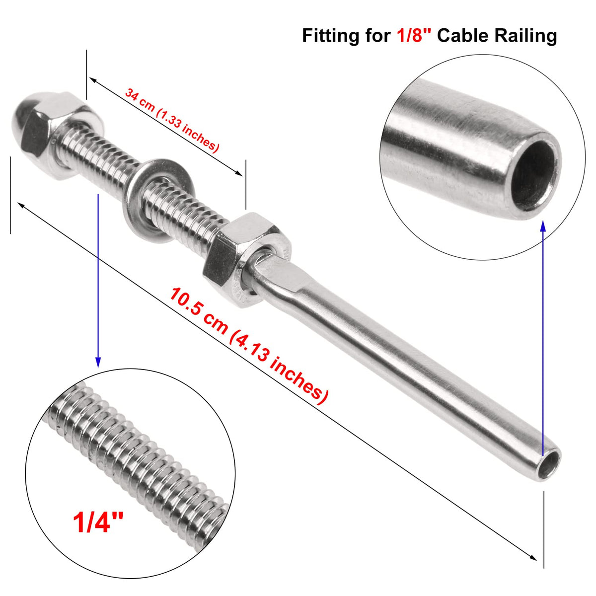 Blika T316 stainless steel tensioner for outdoor cable railing projects