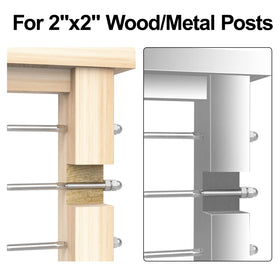 Blika kit suited for wood and metal posts for cable railing applications
