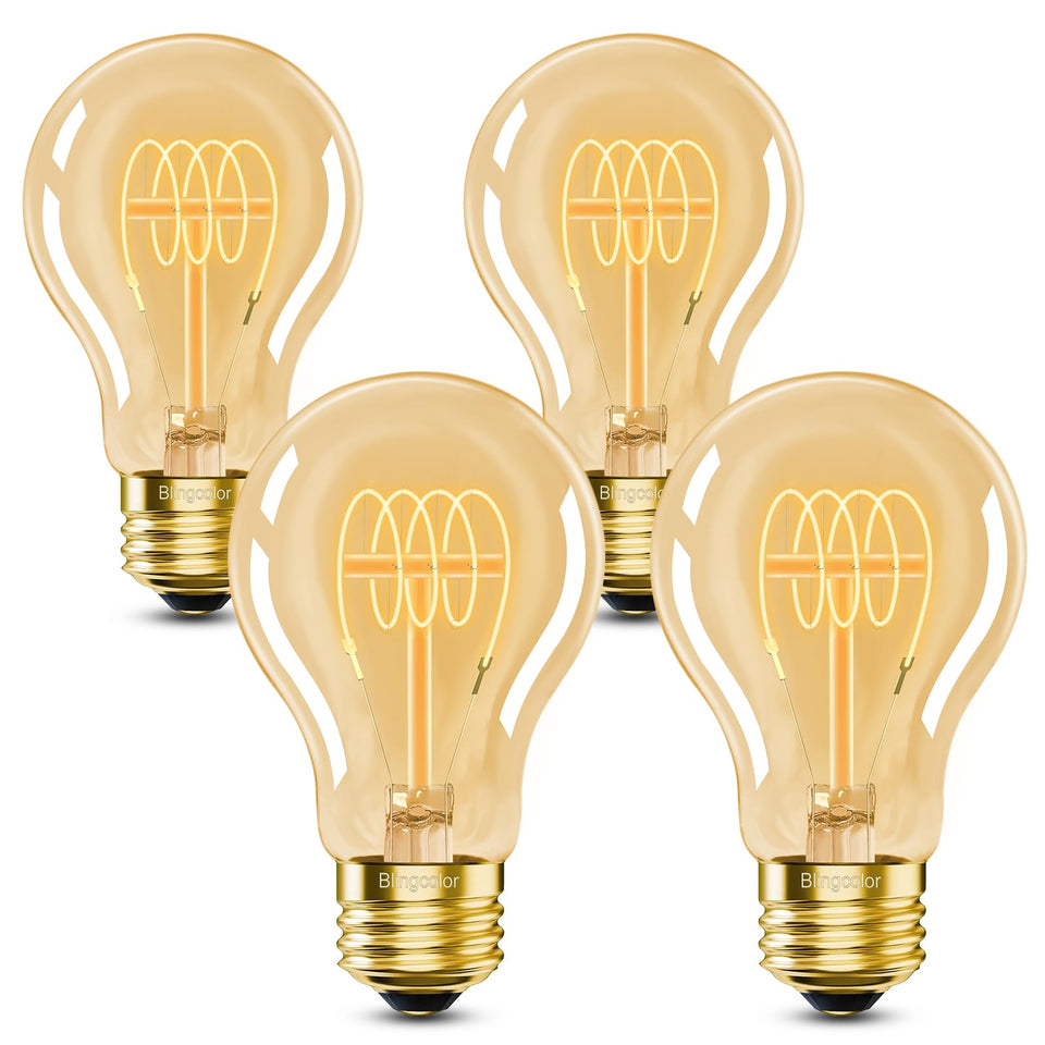 BLINGCOLOR A19 vintage LED Edison bulbs with amber glass create warm retro ambiance