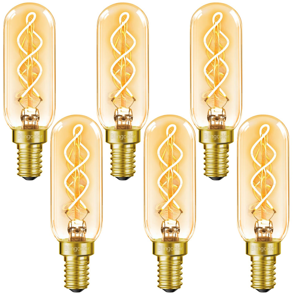 BLINGCOLOR dimmable E12 LED Edison bulb closeup showing vintage filament design.