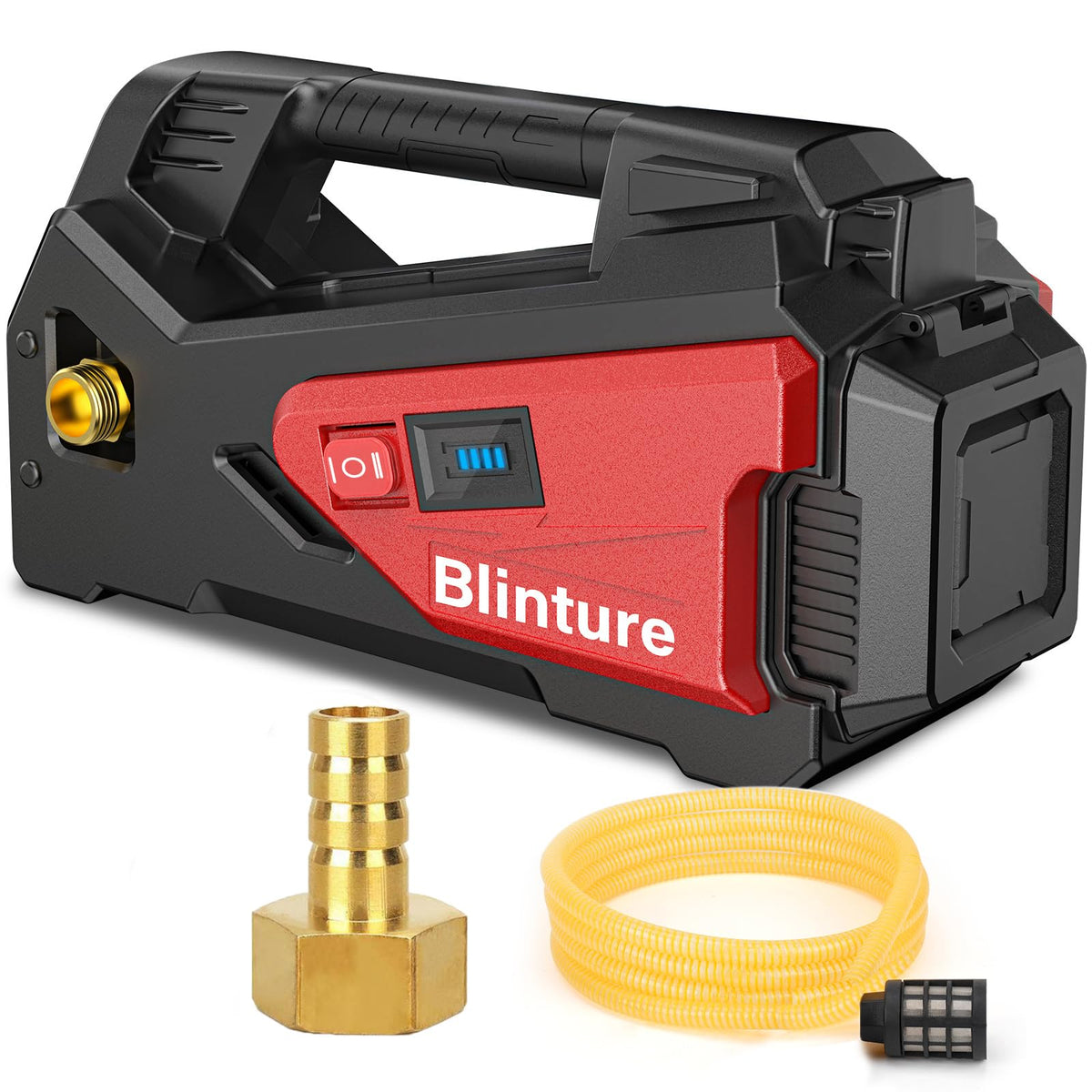 Blinture transfer pump with Milwaukee 18V compatibility and secure attachment for reliable transfer.