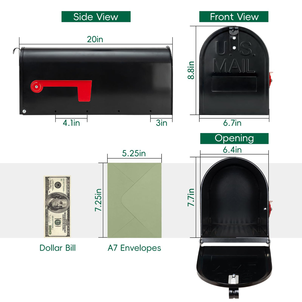 BlissBoard mailbox door latch, secure closure for weather protection.