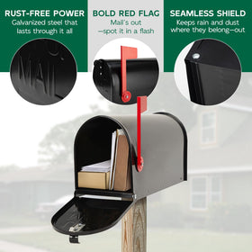 BlissBoard mailbox with wide opening for easy loading and retrieval of mail and packages.