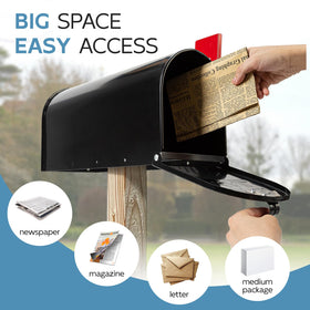 BlissBoard metal mailbox with flag highlighting outgoing mail signal