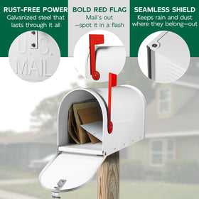 BlissBoard white mailbox spacious interior with 20-inch depth for daily mail