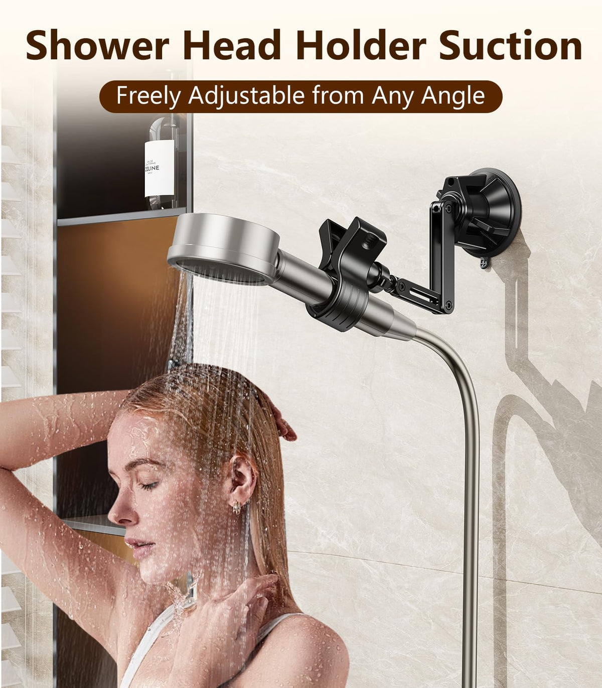 Blissfuhue telescoping arm extends height and reach for comfortable showering.