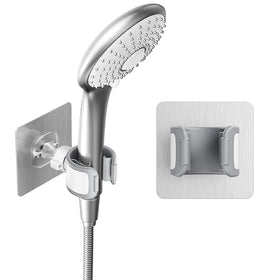 Blissfuhue shower head holder with adhesive base for secure bathroom mounting