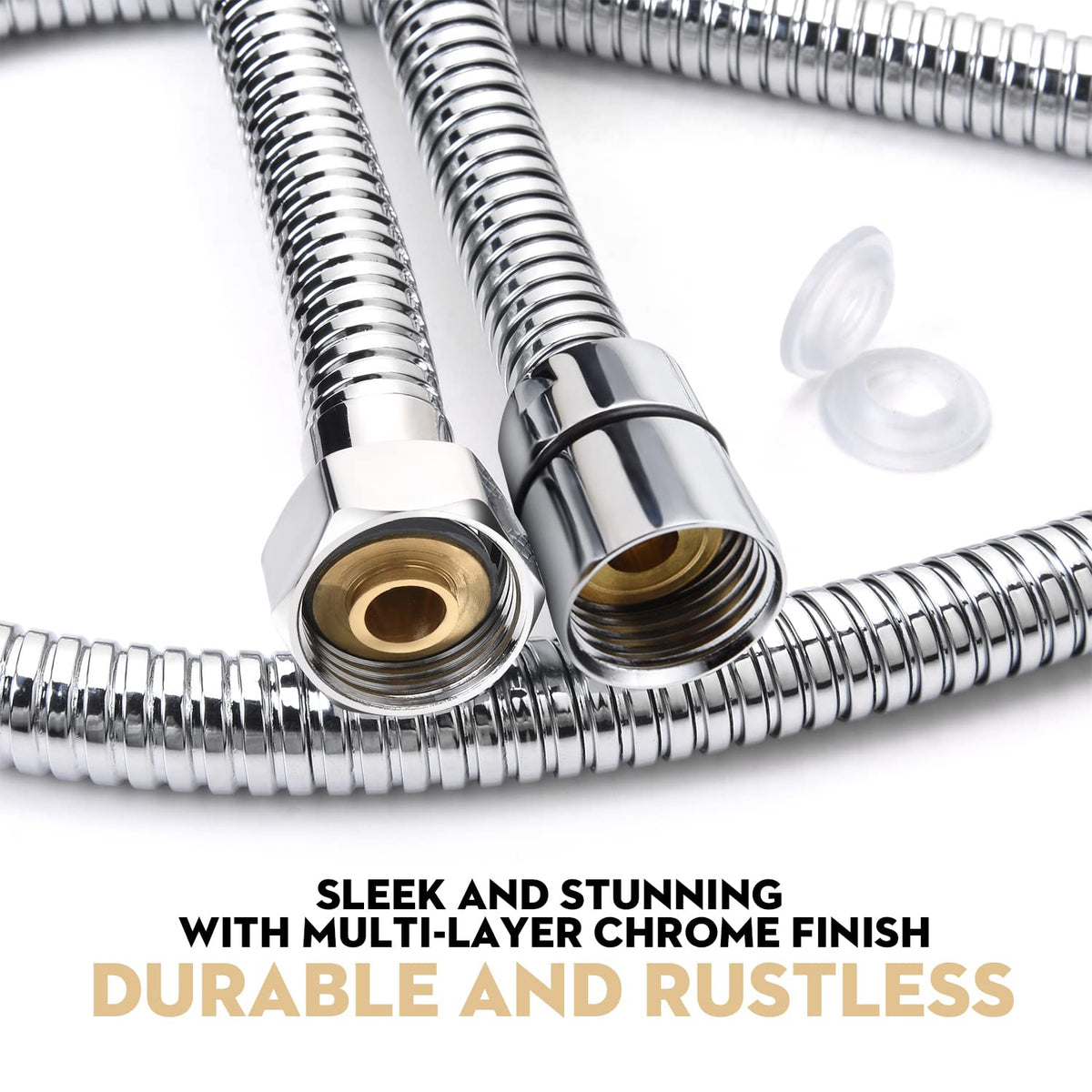 Blissland brass inner core shower hose ensures lightweight handling with minimal kinking.