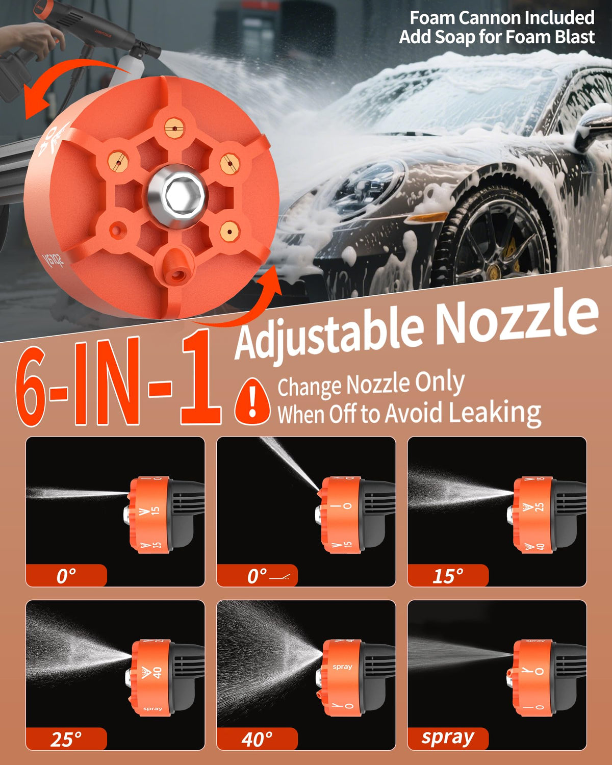 Blissthrill EnduringOrange washer foam cannon for car cleaning