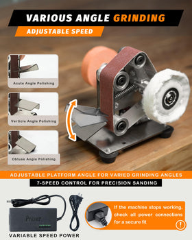 Blissthrill mini belt sander with polishing wheel and wax kit for smooth finishes.