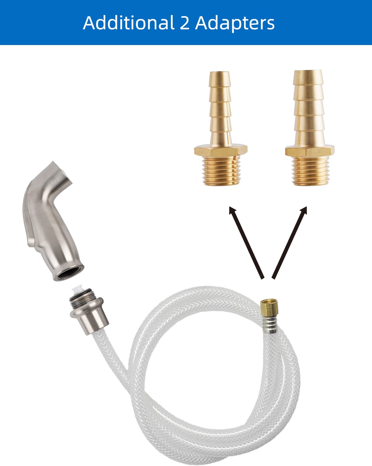 Three adapters included for Moen and Delta compatibility with Blissvent sprayer