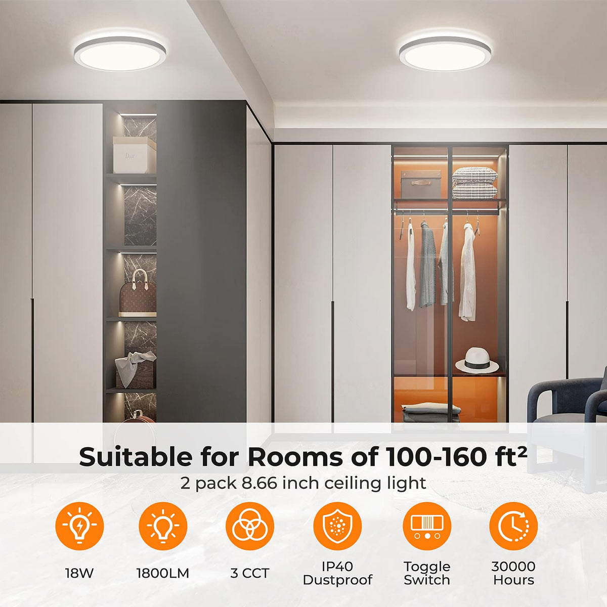 BLNAN round light mountable on ceiling or wall for flexible mood