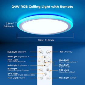BLNAN remote-controlled dimmable RGB ceiling light for custom brightness