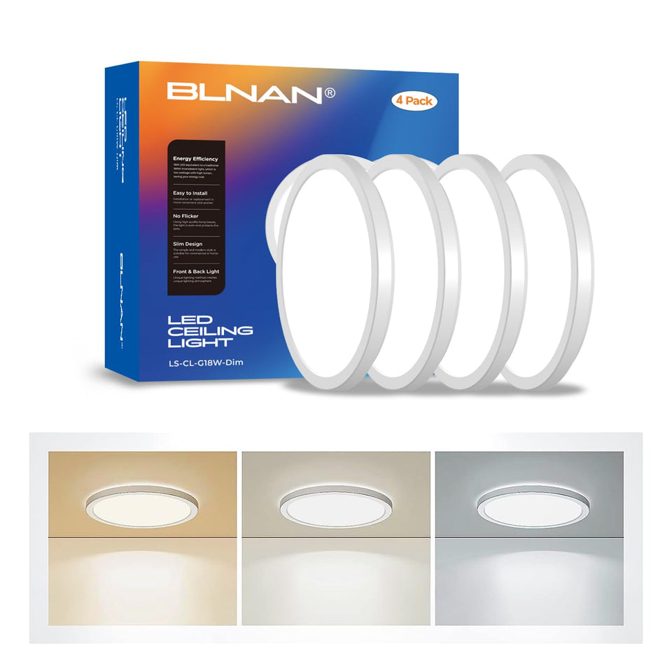 BLNAN LED flush mount light with ultra-thin round frame for low ceilings