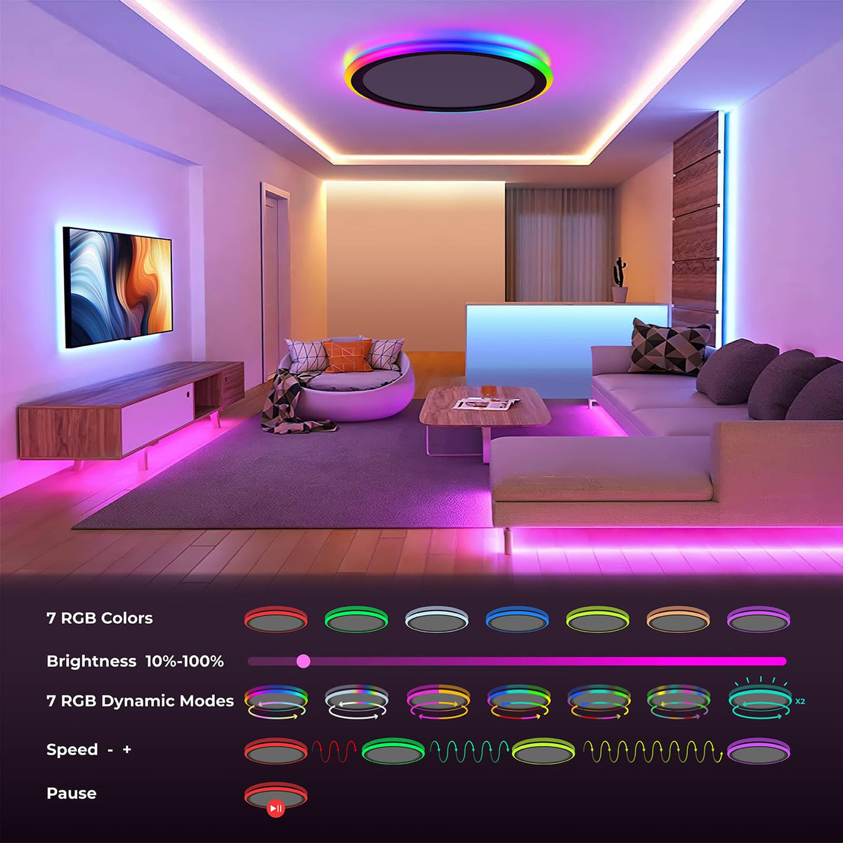 BLNAN remote control enables precise dimming for tailored brightness.