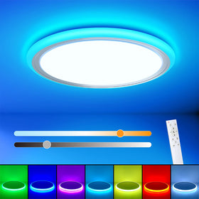 BLNAN RGB LED flush-mount ceiling light with remote for easy color and brightness control