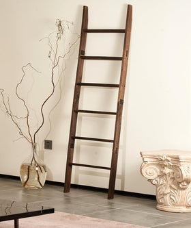 Blossome blanket ladder 6 tier wooden shown displaying throws for cozy storage