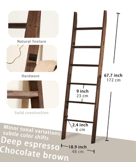 Blossome wall leaning blanket ladder with rustic finish adds charm