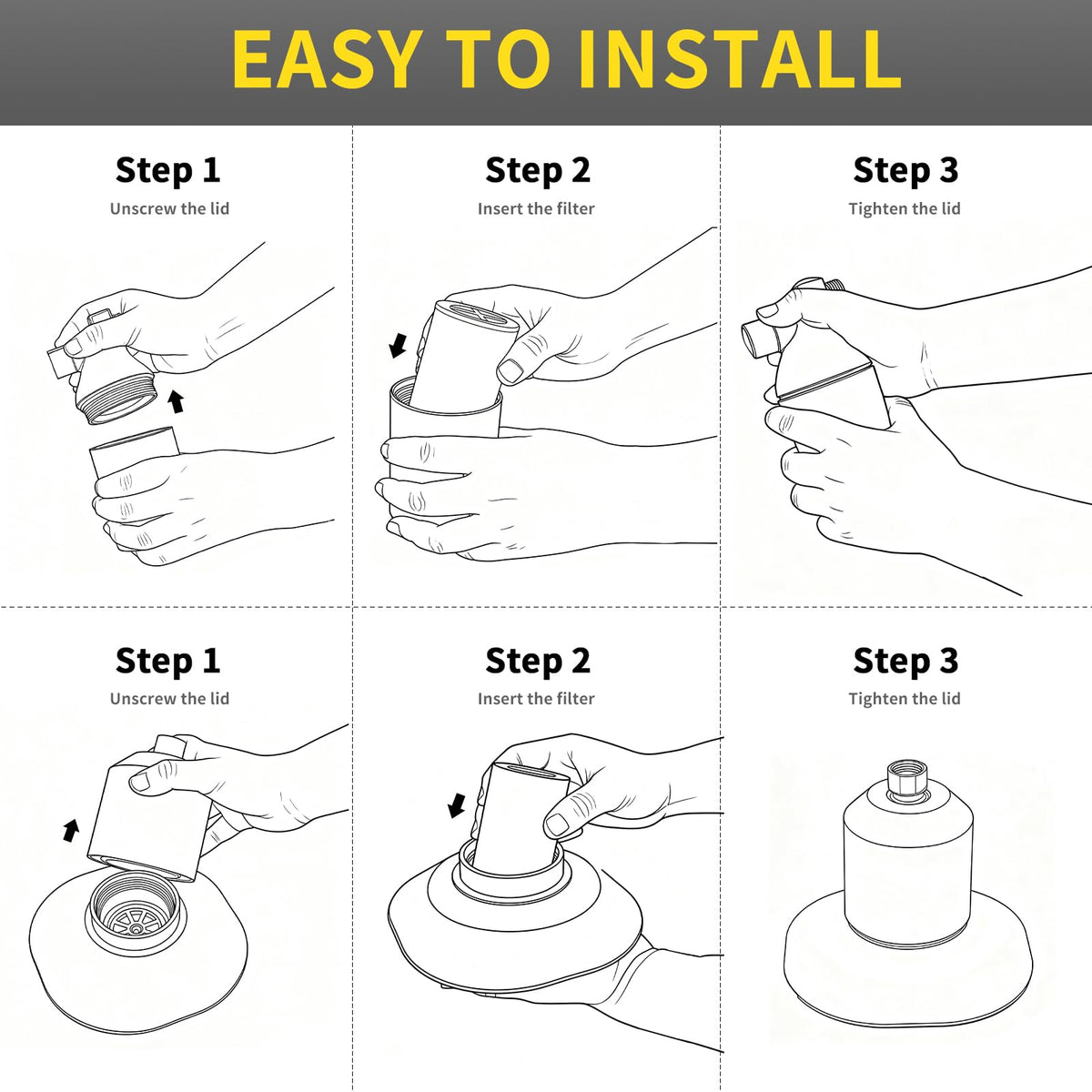 BLOTMS easy install filter offers tool-free setup with universal fit.