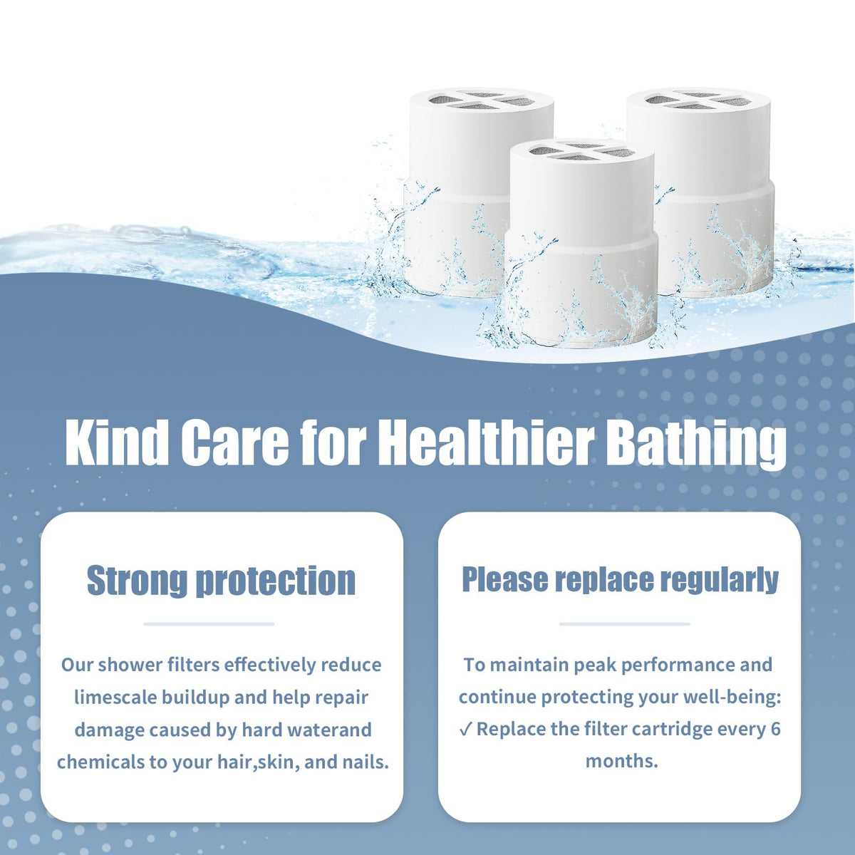 BLOTMS Jolie replacement cartridge fits Jolie shower head for continuous filtration.