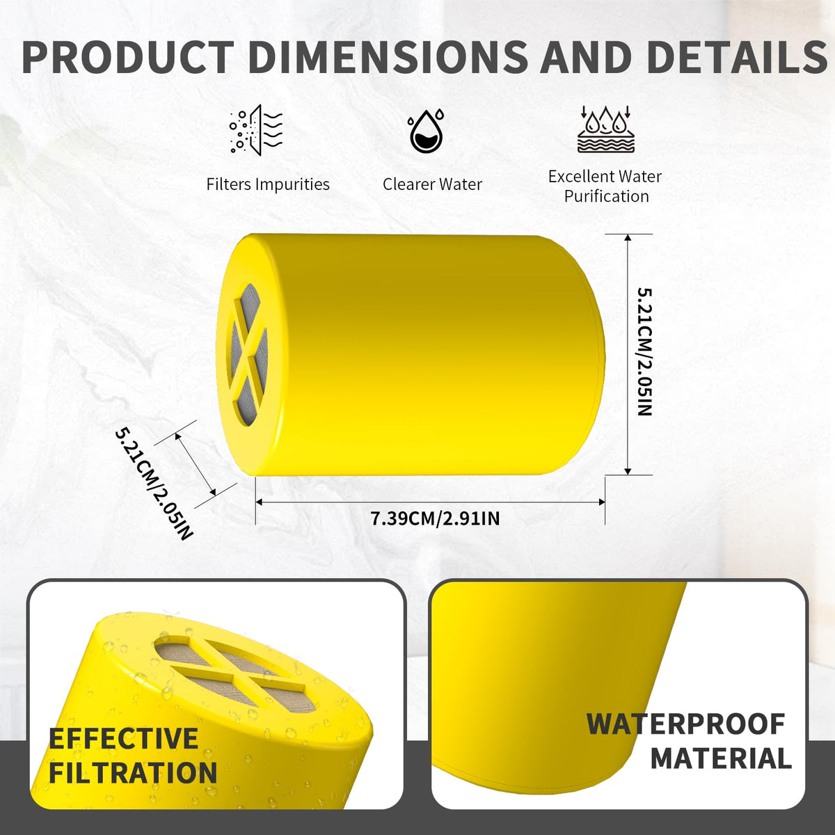 BLOTMS filter uses KDF media and calcium sulfite for chlorine reduction.