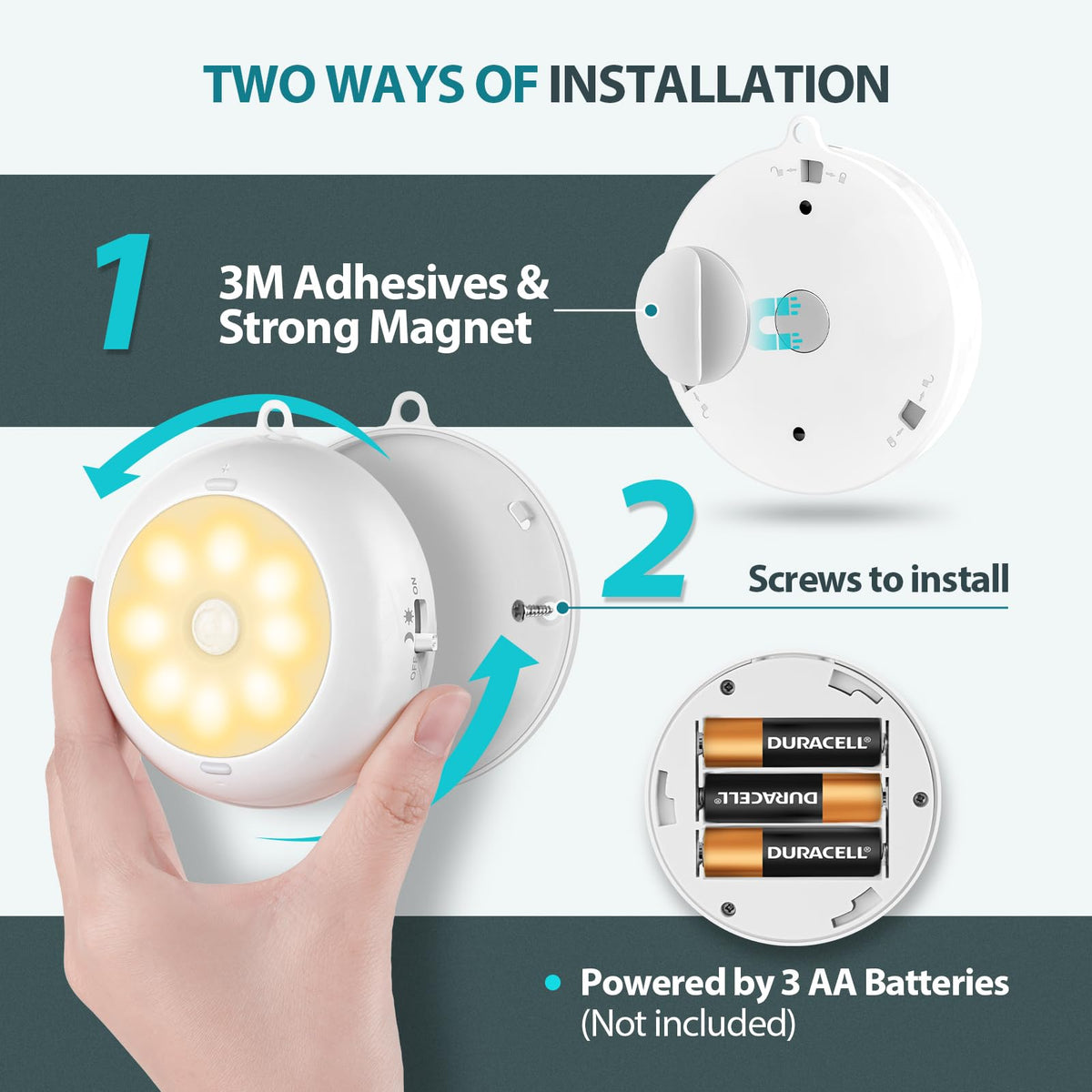 BLS battery-powered light for closets and drawers, no wiring needed.