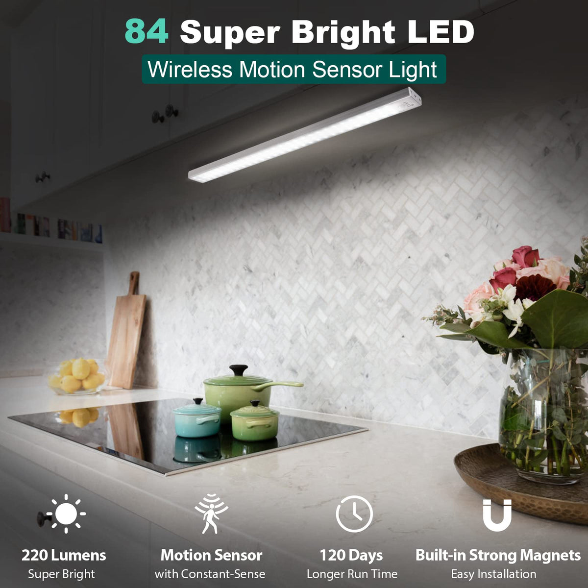 BLS 84 LED closet light with magnetic attachment enabling quick, tool-free mounting
