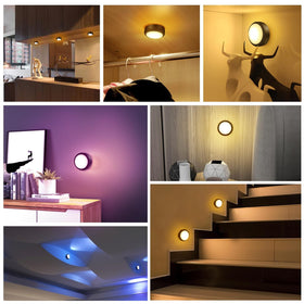 BLS puck lights offer 13 color options for versatile ambiance.