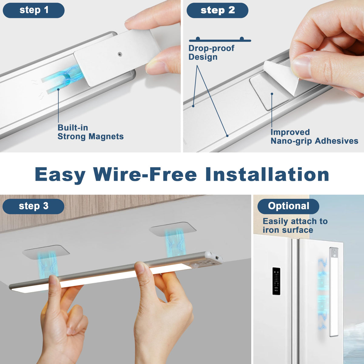 BLS magnetic-adhesive installation attaching to metal and non-metal surfaces
