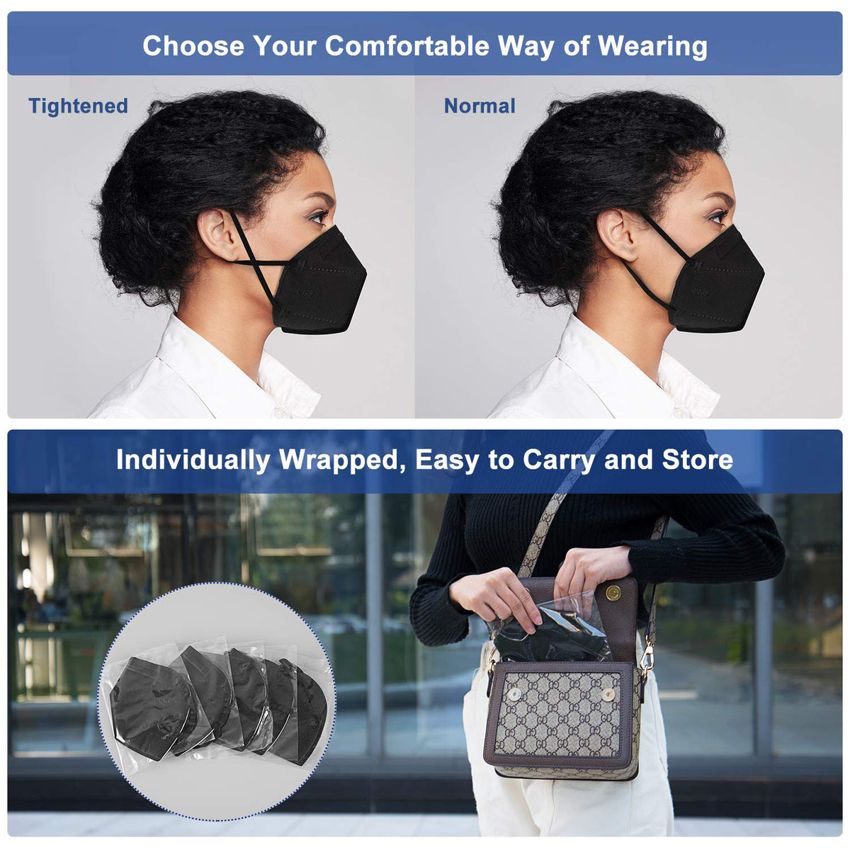 BLScode KN95 foldable design for easy packing and portability