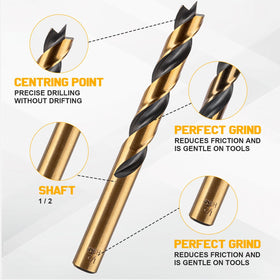Blu7ive brad-point tip close-up demonstrates precise self-centering for clean holes.