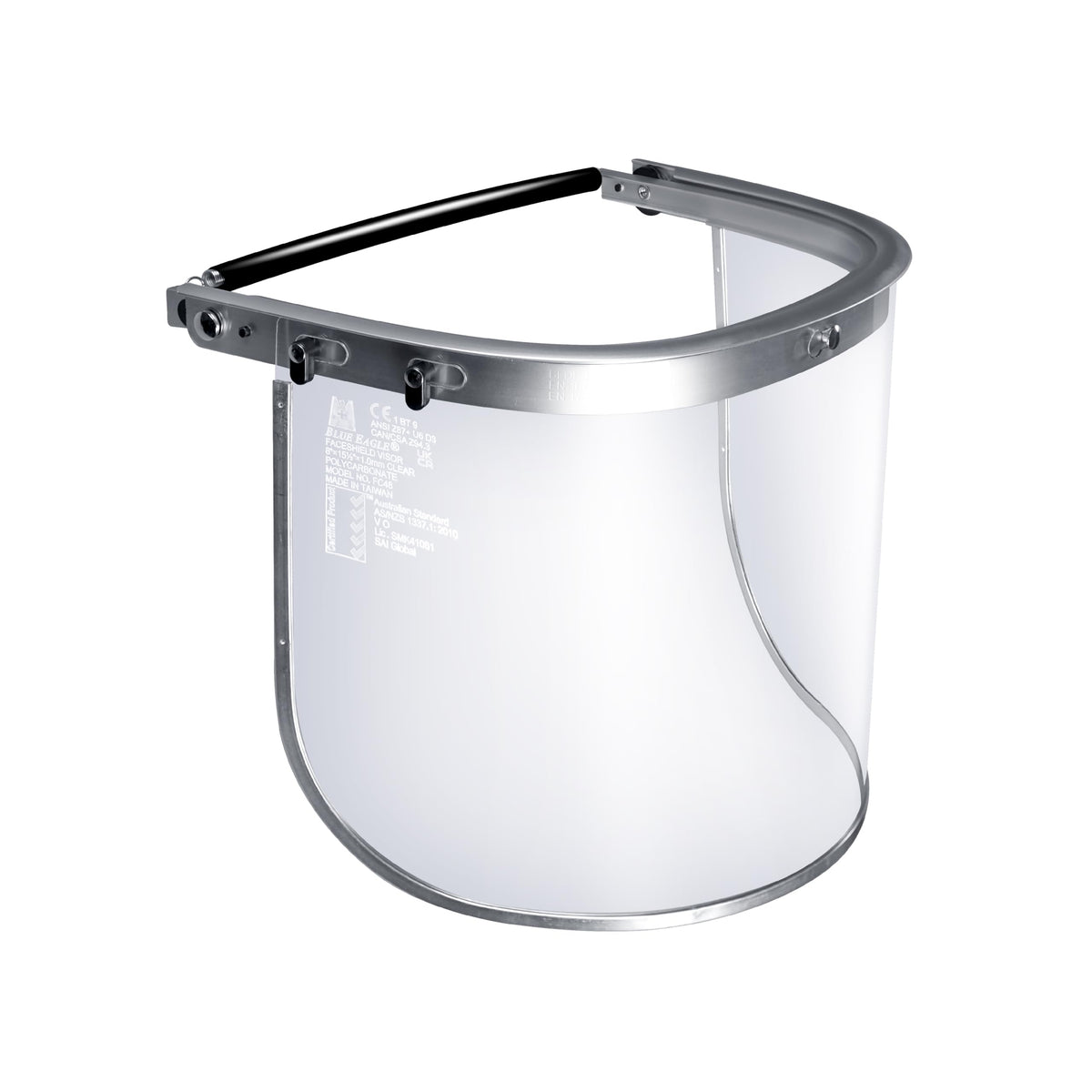 Blue Eagle aluminum face shield adapter fits cap-style hard hats for secure protection