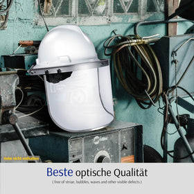 Blue Eagle optical-tested shield meeting ANSI and CE standards for clear visibility.
