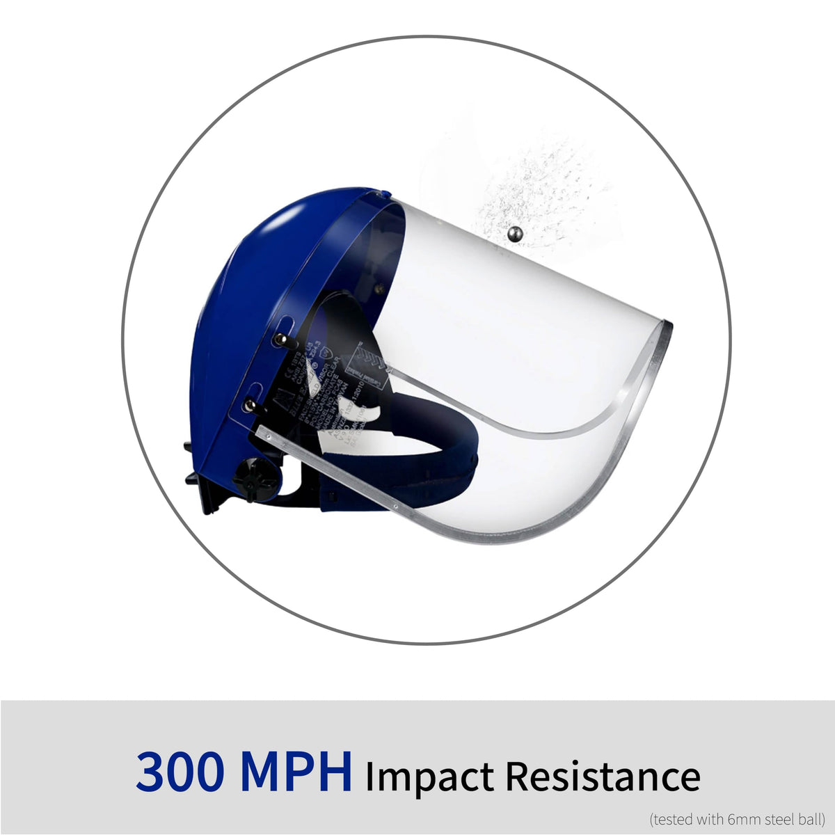 Blue Eagle FC48 visor resists splashes and molten metals during heavy use.