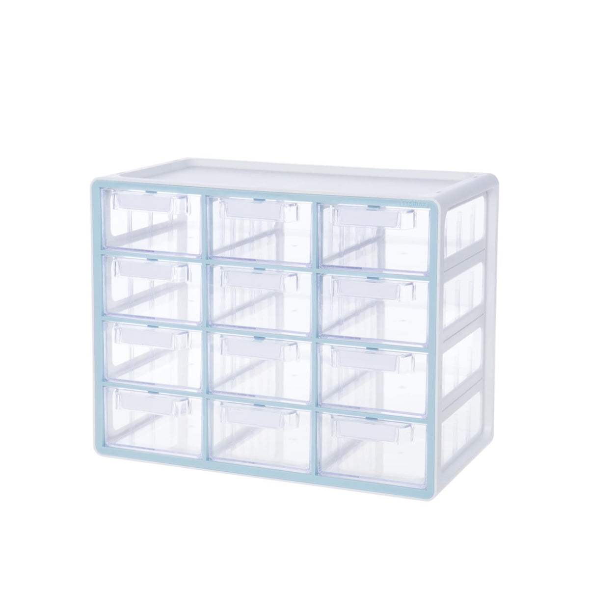 Blue Ginkgo large 12-drawer cabinet with clear compartments for bead storage