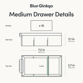 Blue Ginkgo labeled front helps identify contents at a glance.